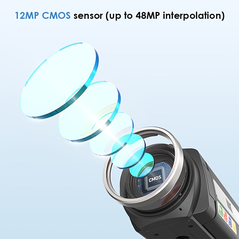 Flyfrost 4K 60FPS HD Camcorder with External Mic, 6D Stabilization & WIFI FPV Drone-like Camera, 48MP Photo/Video, 7.62cm Touch Screen, Auto Focus, 80° Lens, Remote Control, Compatible with PC/Mobile for Vlogging, YouTube Re