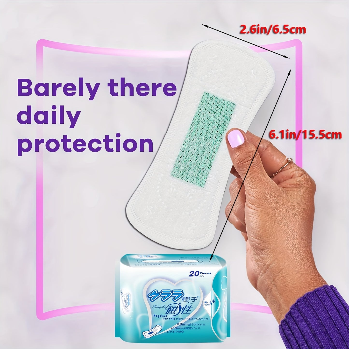 Bamboo Charcoal Negative Ion Pad 20/40/50/100 Pieces, Ultra-thin Wing Sanitary Napkins, Comfortable, Soft, And Fragrance Free Wing Menstrual Care Pad, Independently Packaged Women's Physiological Pad, Women's Personal Care Hy