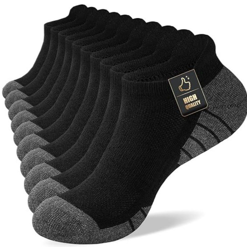 10 Pairs of Men'S Low-Cut Comfortable Cushioned Casual Socks