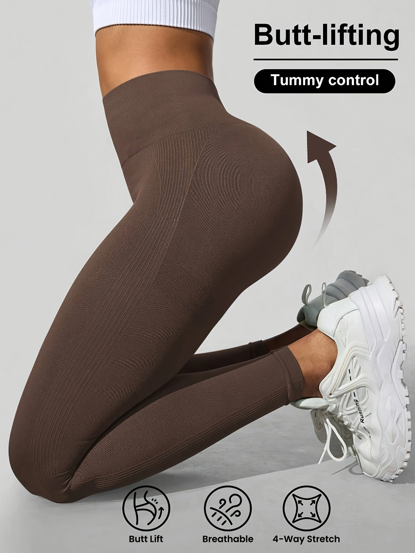 Seamless High-Waisted Yoga Pants for Women - Tummy Control Butt-Lifting 4-Way Stretch Workout Leggings, Moisture-Wicking Quick-Dry Fitness Running Gym Casual Wear, All-Season Machine Washable, Seamless Design, Durable Legging