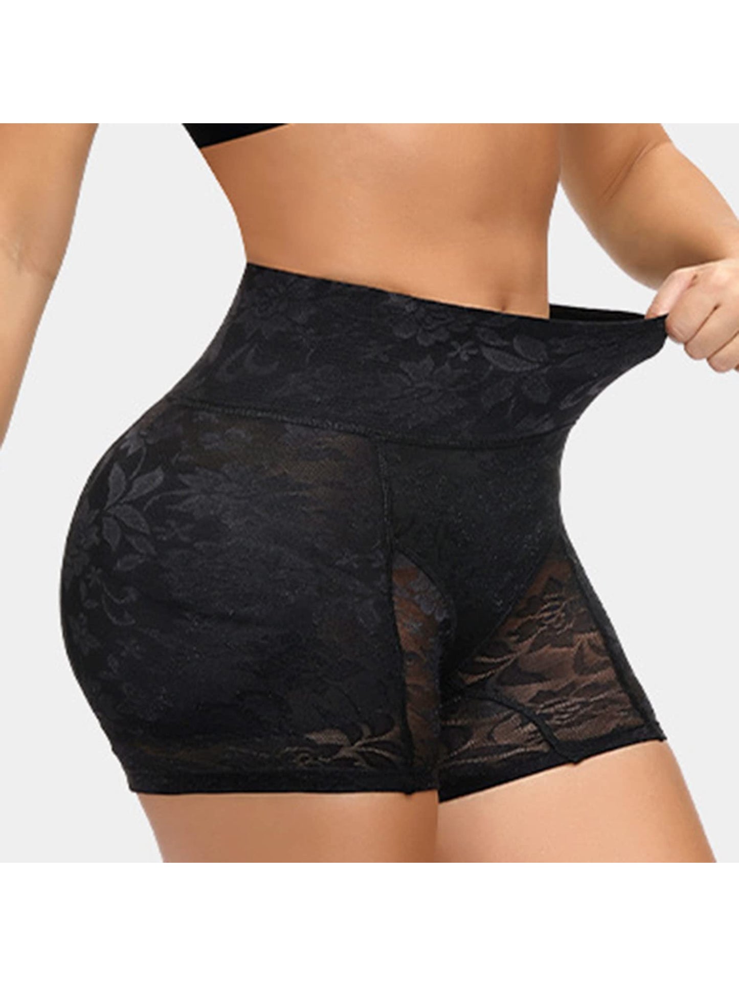 Women's High- Leg-Shaping Tights with Detachable Padding & Lift Design - Double-Layered Anti-Slip Leg Opening, Breathable Sheer Panel & Ruffled Leg - Post-Surgery/Non-Surgery Use, Tummy Control Body Shaping Panties - Machine