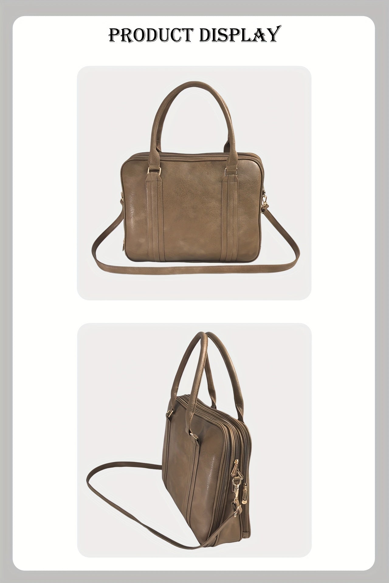 Vintage-Style Large Capacity Laptop Bag for Men & Women - Adjustable Crossbody Shoulder Bag with Detachable Strap, 3 Compartments, Tablet Pocket, Lightweight Durable Design for Office, Commuting & Travel, Laptop Carrying Case