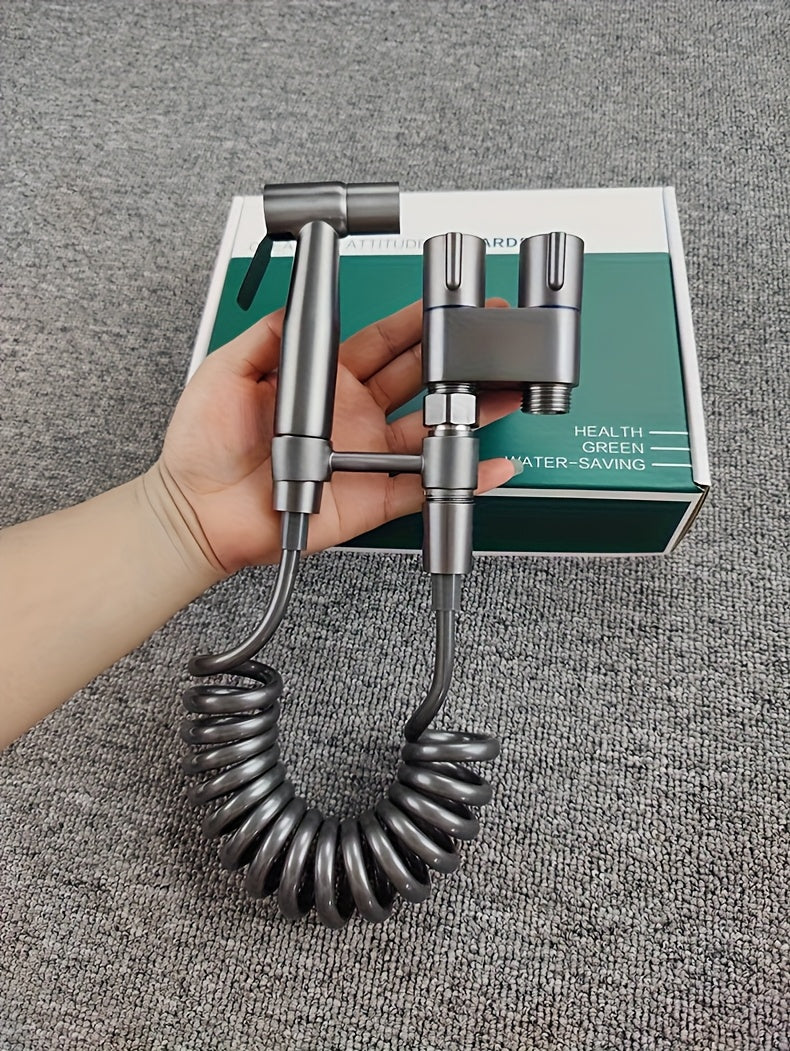1 Wall Mount Hand Held Sitz Bath Kit, Classic Style, Brushed Finish, Comes with Spray Gun, Telescopic Phone Tube and Stand for Hygienic Toilet Training, Modern Sitz Bath System | Durable Wall Mount I toilet Spray Gun Set