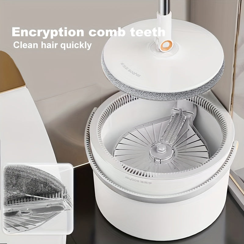 1 Set, Sewage Separation Hands-free Wash Mop And Bucket Set, With 2 Cloths, Household Rotating Floor Mop, Lazy Mop, Dust Removal Mop, Dry And Wet Use, Perfect For Home, Kitchen, Bathroom Floor, Cleaning Supplies, Cleaning Too