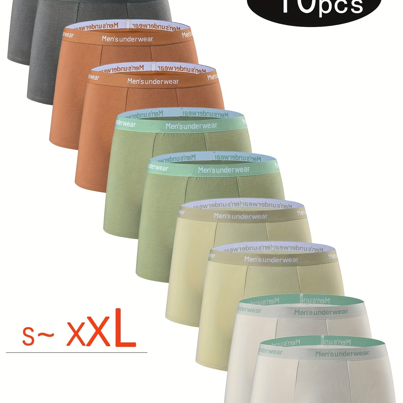 10pcs Men's Cotton Underwear, Casual Boxer Briefs, Breathable Comfort Stretch Sports Short Pants, Underwear for Men Boxers, Boxer Shorts for Men Personalised Gifts, Leisure Underwear, Casual Wear, Snug Fit, Stretchable Fabric