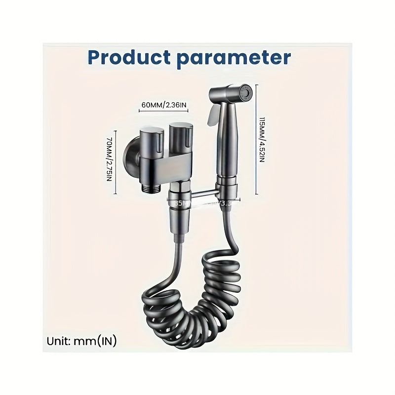 1 Wall Mount Hand Held Sitz Bath Kit, Classic Style, Brushed Finish, Comes with Spray Gun, Telescopic Phone Tube and Stand for Hygienic Toilet Training, Modern Sitz Bath System | Durable Wall Mount I toilet Spray Gun Set