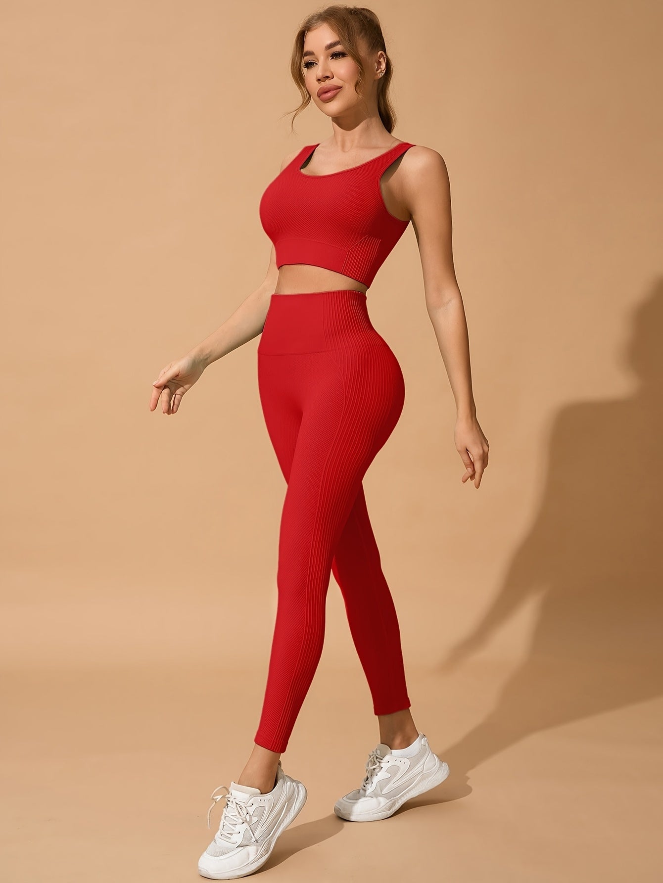 Seamless Yoga & Fitness Set - Quick-Dry, Moisture-Wicking Nylon Blend Sports Bra and Leggings for Women