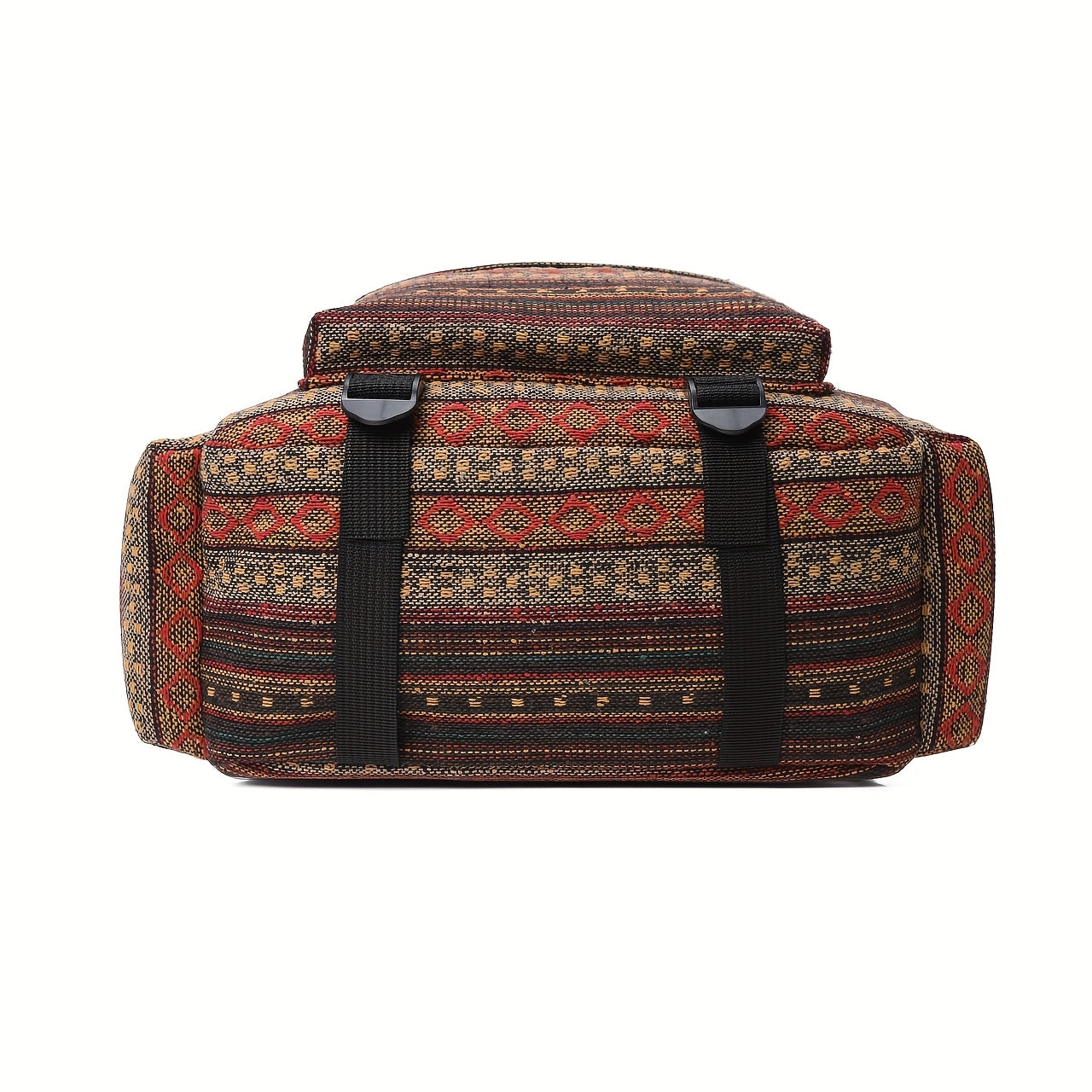 2025 vintage style backpack with adjustable straps, multiple compartments in brown, red, blue, and gray, large capacity travel and vacation backpack, travel backpack