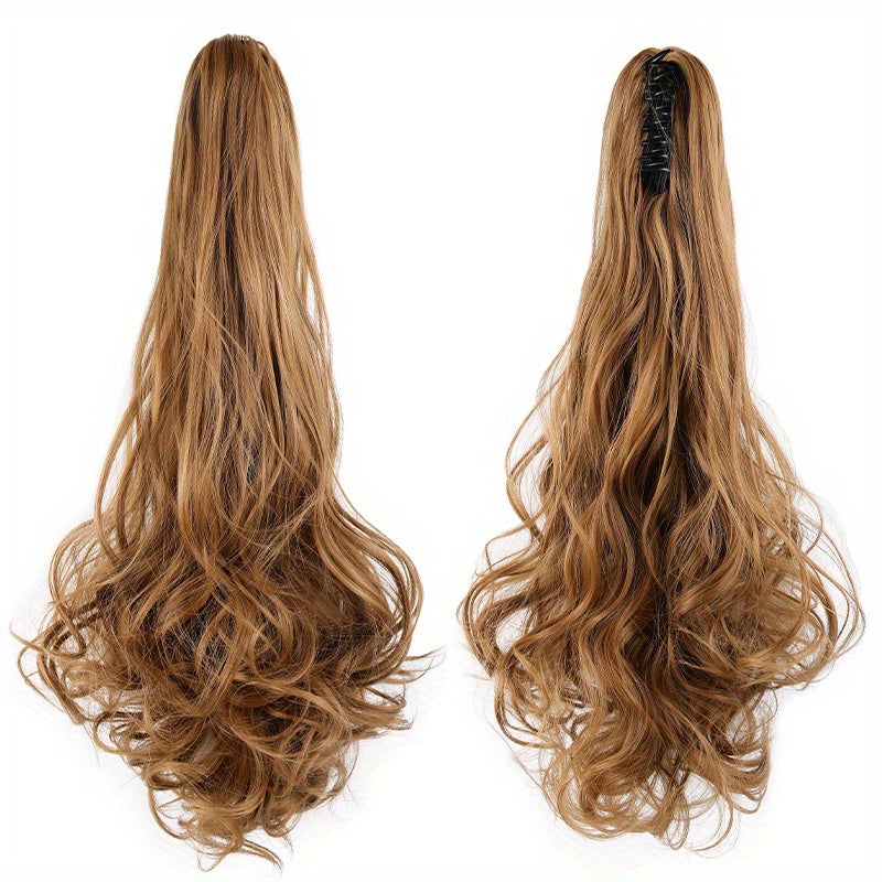 Long Wavy Ponytail Extensions - 55.88 cm Claw Clip In Synthetic Hair Piece For Women - Add Volume And Style To Your Hair Halloween Christmas