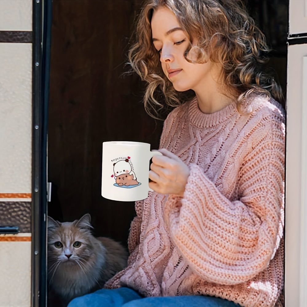 Adorable Couple Ceramic Coffee Mug Set: Perfect for Valentine's Day or Any Special Occasion - 325ml