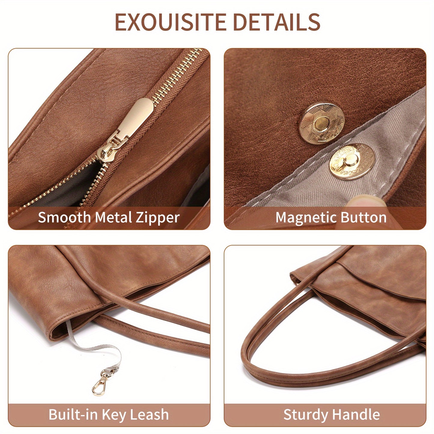Vintage Light Brown Women's Tote Bag, Large Capacity Multi-Functional    for Daily Commute