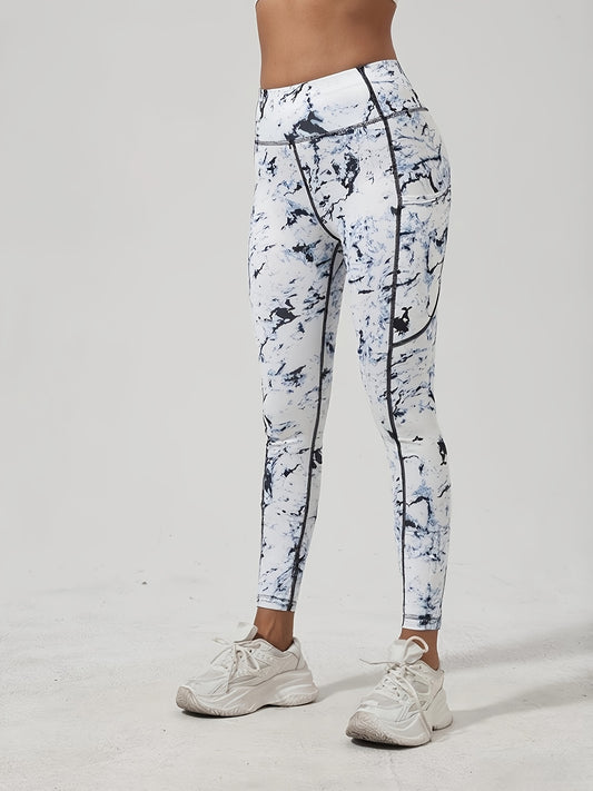 Three-Pack Tie-Dye Print Yoga Pants, Polyester Spandex Fabric Soft Comfortable High Waist Stretchy Fitted Leggings for Daily Wear Workout Casual Cycling Outdoor