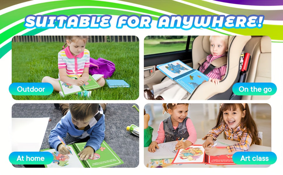 Watercolor Magic Book Toddler Reusable Painting Animal Cartoon Coloring Book Boys Girls Educational Learning Toys Gifts Christmas, Thanksgiving, New Year's Gifts Easter Gift