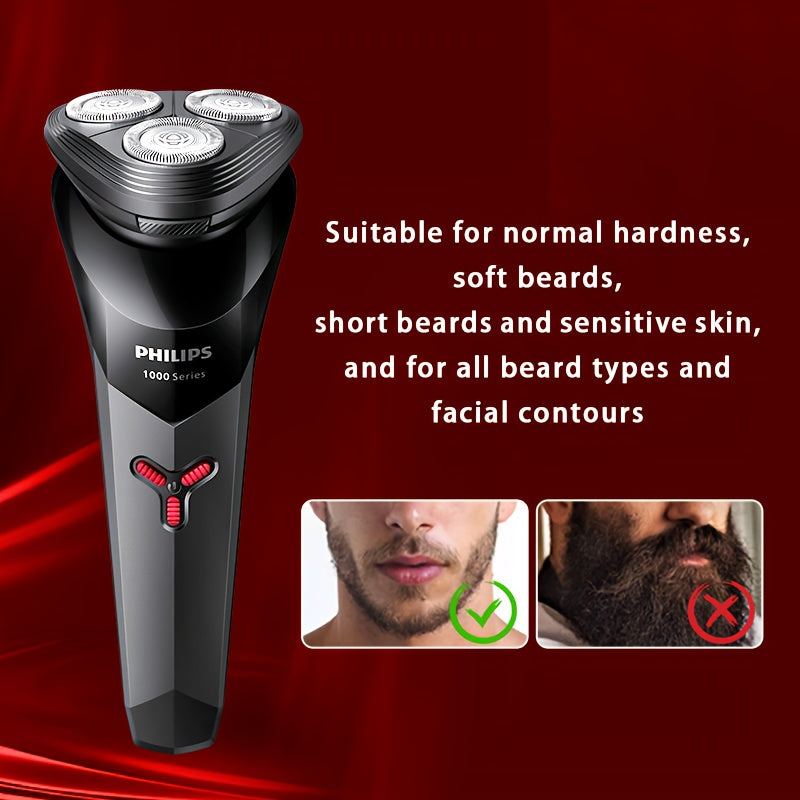 Philips 's Electric Shaver Series 1000 (S1113) - Wet/Dry IPX7 Waterproof, 30-45 Min Runtime, USB- Shaver with 1-Hour Charge, 3D Floating Blade & ContourFlex System, One-Touch Clean,