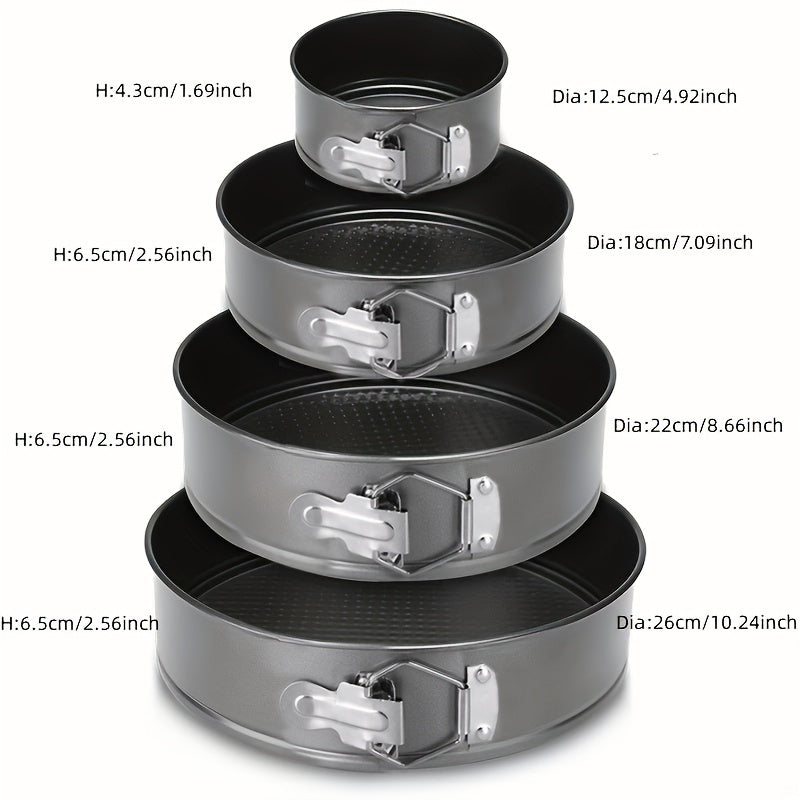 4pcs, Springform Cake Pans, Loose Bottom Baking Cake Molds, Removable Bottom Non-Stick Baking Pans, Oven Accessories, Baking Tools, Kitchen Gadgets, Kitchen Accessories, Home Kitchen Items