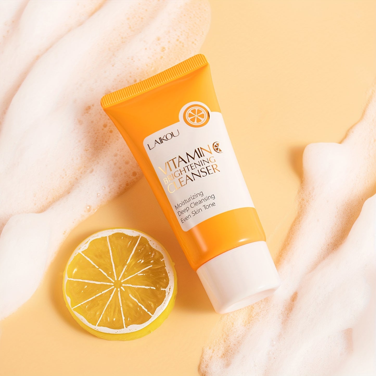 1pc 50g Vitamin C Cleanser, Facial Wash Cleanser, Gentle Cleansing Pores Cleanser, Brightening Oil Control Cleanser
