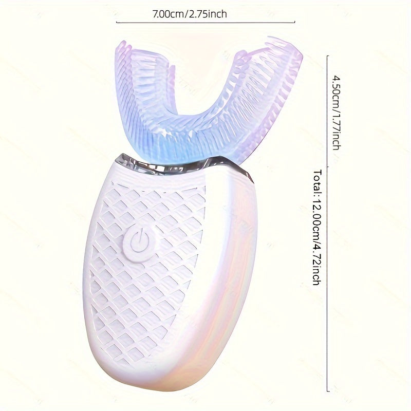 Electric Soundwave technology U-Shaped Toothbrush with LED Light - 360° Mouth Cleansing, 3 Whitening Modes, Rechargeable & Washable for Travel and Home Use, EAFC