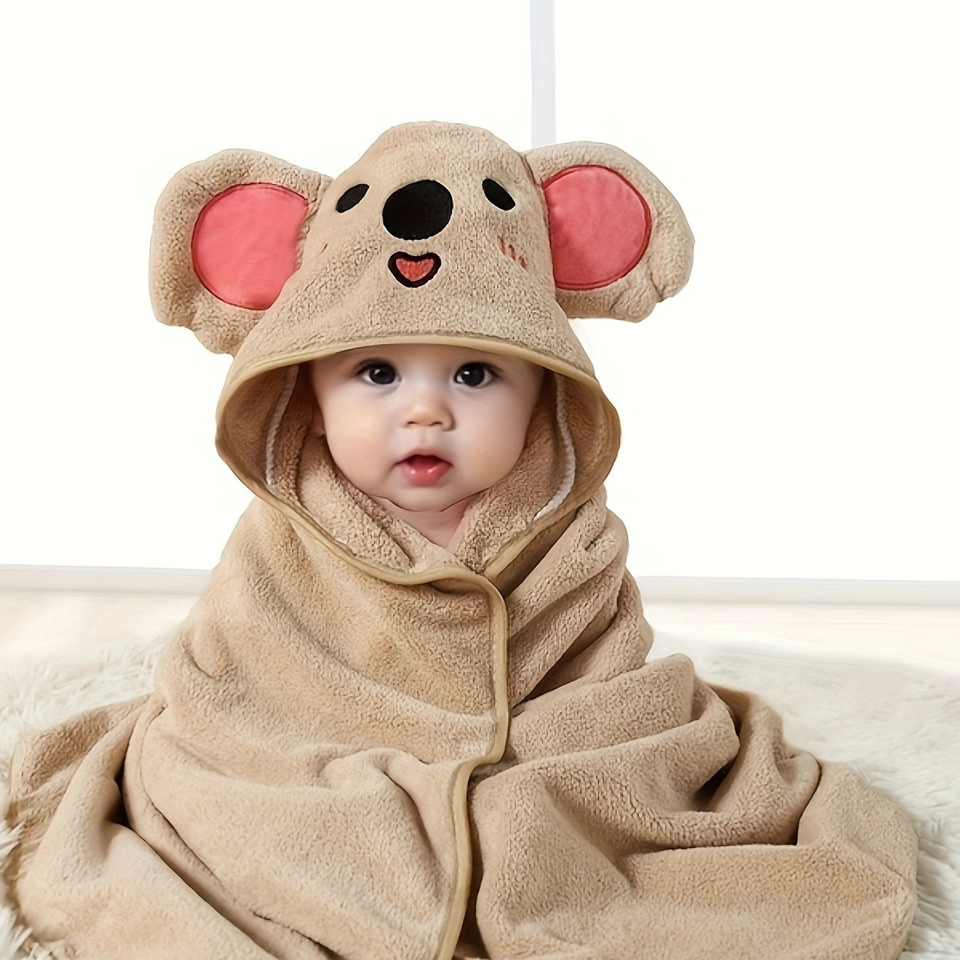Baby Comfy Hooded Quick Drying Bath Towel For Bathroom Beach, Cute Cartoon Cloak For 0-3 Years Old, Ultra-Soft, Super Absorbent, Gentle-on-Skin Towel