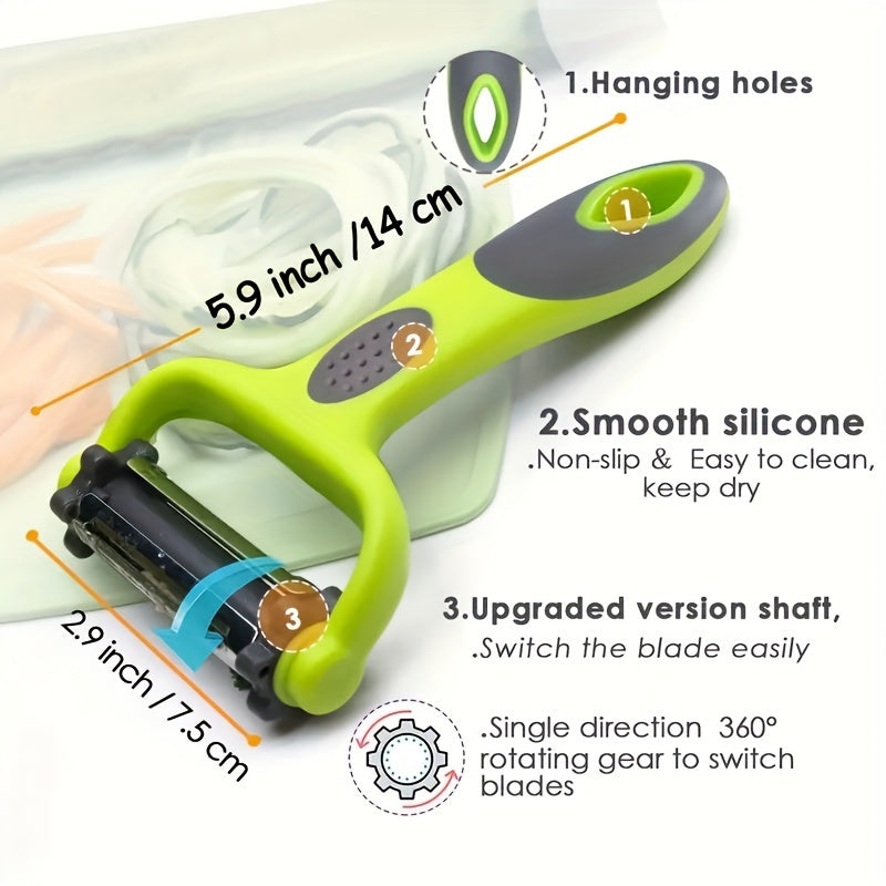 1pc, 3in1 Peeler, Fruit Peeler, Kitchen Vegetable Peeler, Potato Peeler, Vegetable Graters, Fruit Grater, Shredder, Multifunctional Vegetable Cutter, Melon Planer, Fruit Skin Scraper, Kitchen Tools, Kitchen Gadgets, Dorm Esse