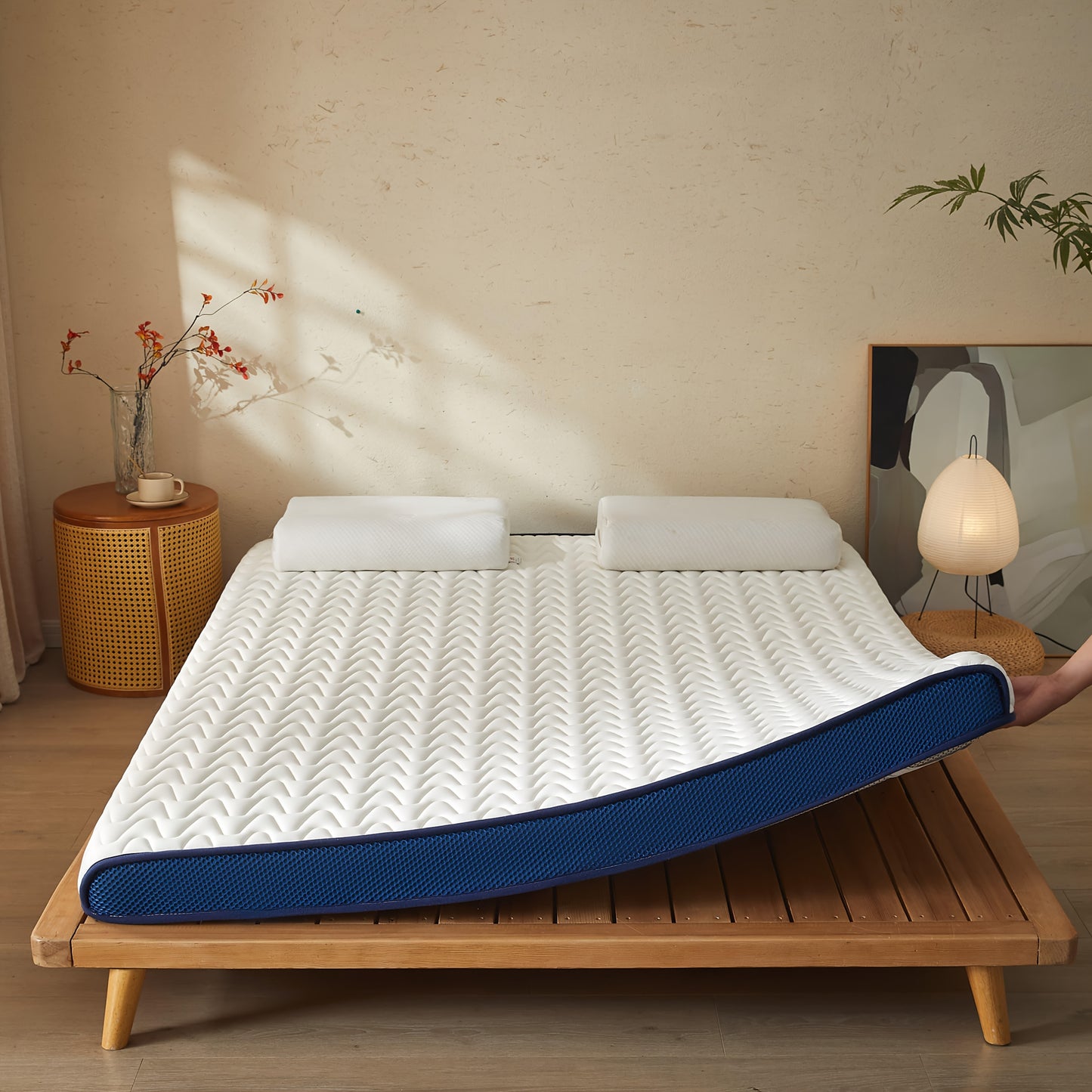 1pc 5cm Memory Foam Mattress Topper - High-Density Support, Slow Rebound Pressure Relief, Ultra-Soft Quilted Surface & Breathable Mesh Design, Foldable Portable Bed Pad, All-Season Comfortable Bedding for Bedroom, Dorm & Gues