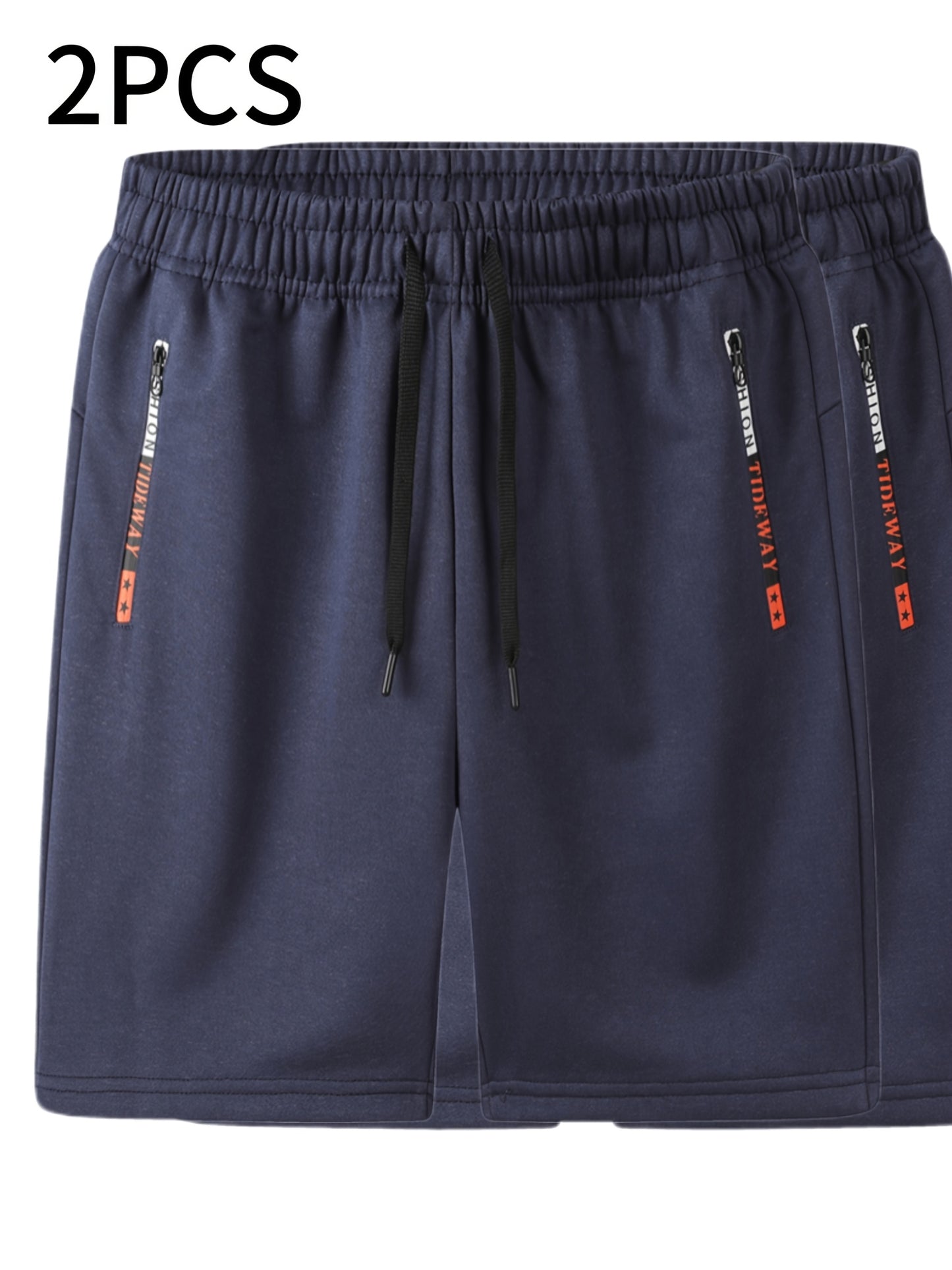 2pcs Men's Casual Outdoor Shorts - Summer Men's Casual Shorts with Zipper Pockets, Minimalist Multi-Pocket Design for Daily Wear, Running, Fitness & Travel, 100% Polyester Knit Fabric, Drawstring Waistband, Machine Washable,