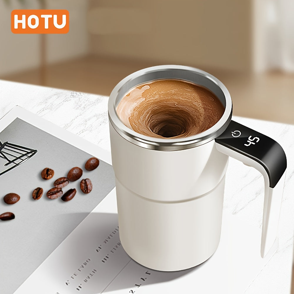 Rechargeable Self-Stirring Coffee Mug - Portable 304 Stainless Steel Mixing Cup with Temperature Display, USB Charging, Suitable for Coffee, Tea, Chocolate, Kitchen, Travel, Home