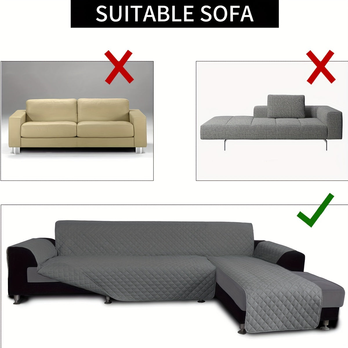 1pc Brushed Spring Polyester Two-Tone Double-Sided Chaise Lounge Cushion, Universal Sectional Sofa Cover for Left And Right Chaise.