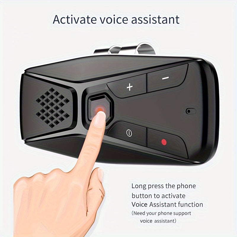 JaJaBor Wireless Car Kit Handsfree Speakerphone with Microphone Automatic Shut Down and Auto Connect, Voice Assistance with Clip