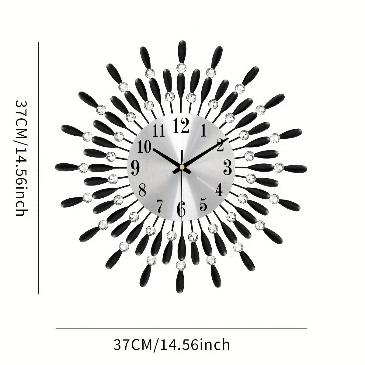1pc 14.56 Inch Black Small Wall Clock For Living Room Decor, Modern Metal Wall Clocks For Kitchen Bedroom Office Decor, Non-Ticking Quiet Wall Clock Easy To Read
