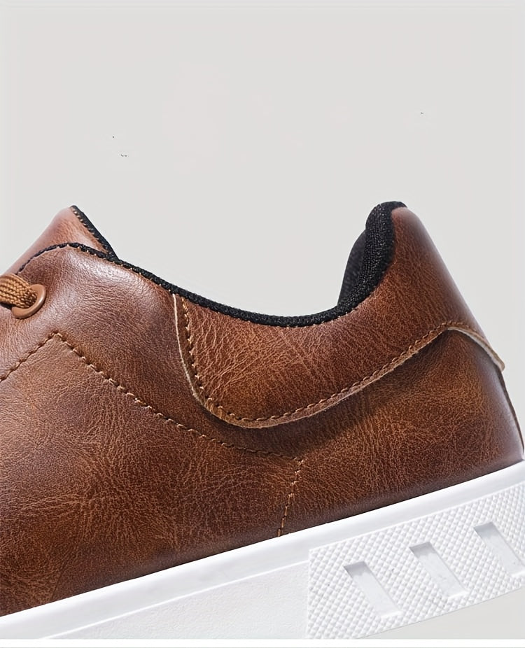 Men's Stylish Brown Sneakers - Casual & Sporty Lace-Up Shoes with Durable PVC Sole, Comfortable Fabric Lining for Casual Attire, Fitness Training, and Gym - Low-Top Design, Gym Footwear | Casual Fitness Shoes | Upper