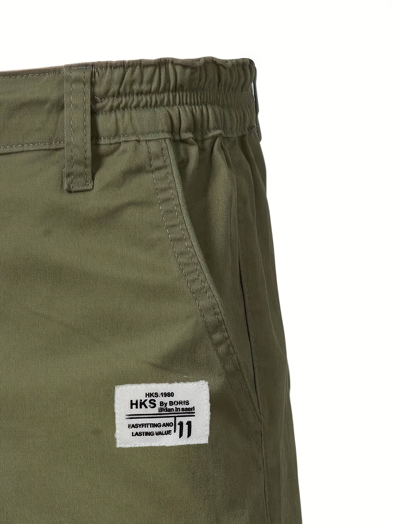 Men'S Classic Solid Color Polyester Short Pants, Casual Golf Wear, Mid Waist, Regular Fit, Slight Stretch Fabric, with Pocket