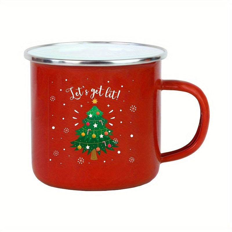 Christmas-Themed Enamel Coffee Mug - Red, Insulated Cup for Hot & Cold Beverages, Perfect Gift for Daughters, Nurses, Doctors, Friends, and Bosses