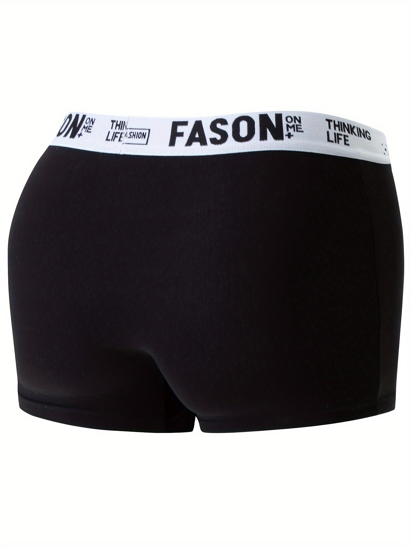12/24pcs Men'S Boxer Briefs - Breathable, Comfortable, Stretchy Underwear with "FASON" Letter Print, Black, Casual Style, Comfortable Underwear | Stylish Boxers | Smooth Texture Fabric, Men'S Underwear, Boxer For Big Men, For