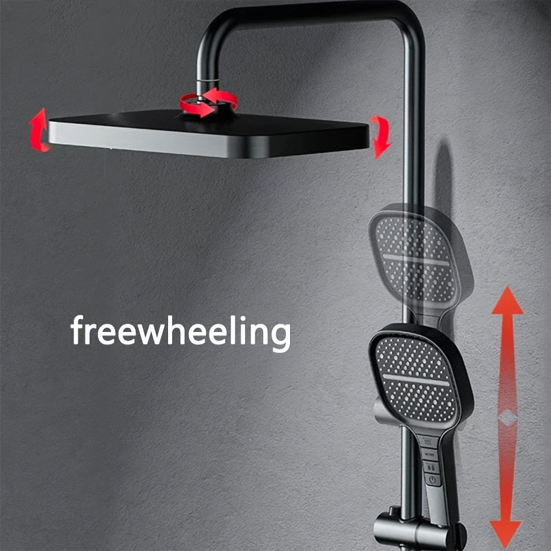 A Set of Piano Key Digital Display Shower System, Five Water Outlet Modes, Built-In Ambient Lighting, Hydropower Generation, All-Copper Body, Extra-Large Display Screen, 2025 Latest Model.