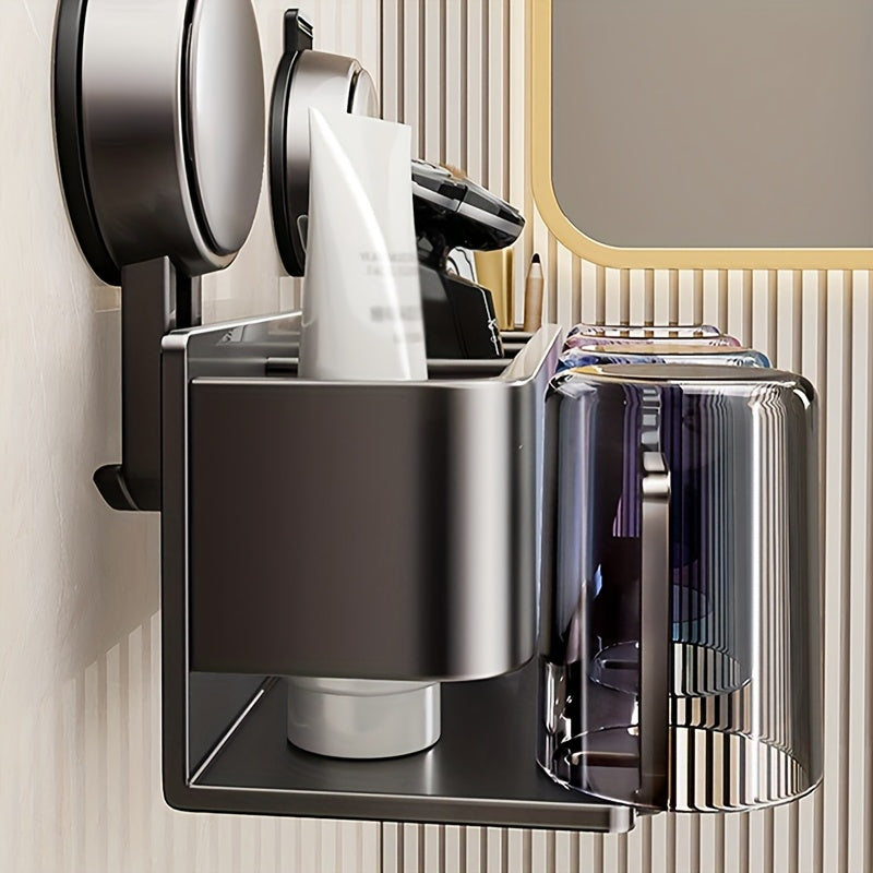 Bathroom Essentials Wall Mount Shower Caddy - No Drilling Required, Space-Saving Organizer for Toothbrushes, Dental Cup, Mouthwash, and Bathroom Accessories - Ideal for Home and Gift