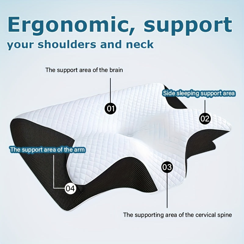 Ergonomic Neck Pillow - Slow Rebound Cushion for Back & Side Sleepers, Compressible Polyurethane Foam, Machine Washable, Ideal for Relaxation & Posture Support, Comfortable Sleeping, Durable Sleeping Aid