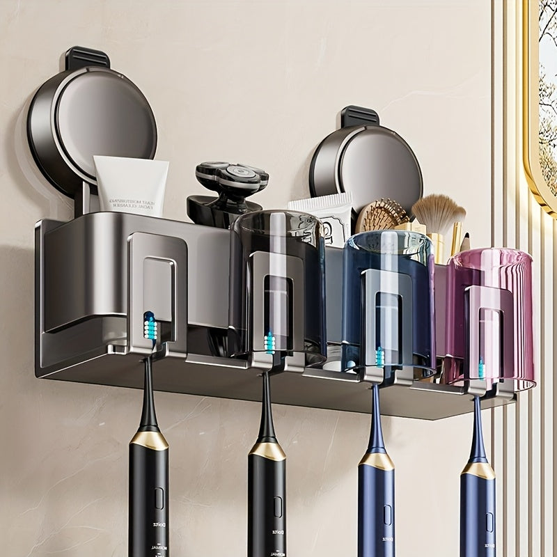 Bathroom Essentials Wall Mount Shower Caddy - No Drilling Required, Space-Saving Organizer for Toothbrushes, Dental Cup, Mouthwash, and Bathroom Accessories - Ideal for Home and Gift