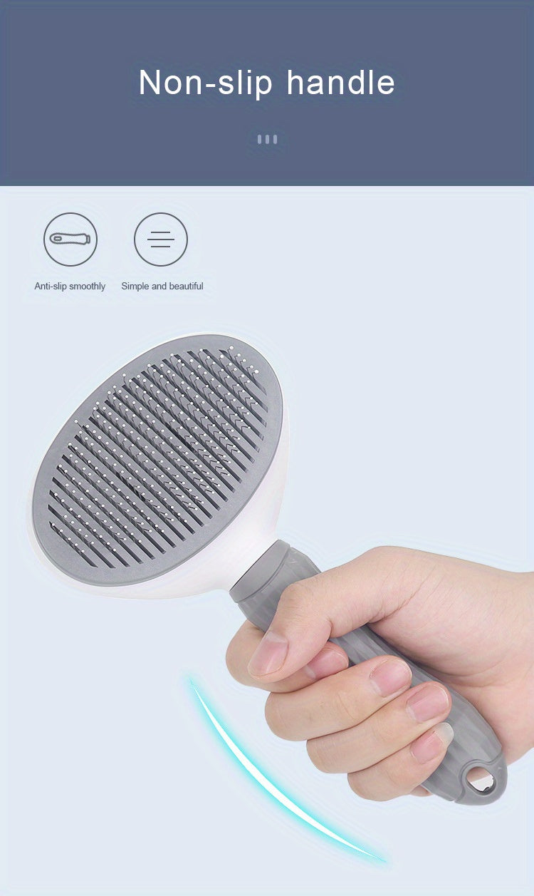 1pc Pet Grooming Brush - Efficient Hair Removal Comb for Cats & Dogs, Ergonomic Handle, Durable ABS Material, Ideal for Coat Health Maintenance, Pet Grooming Tool|Easy Grip Handle|Fine Bristle Comb, Pet Hair Remover Tool