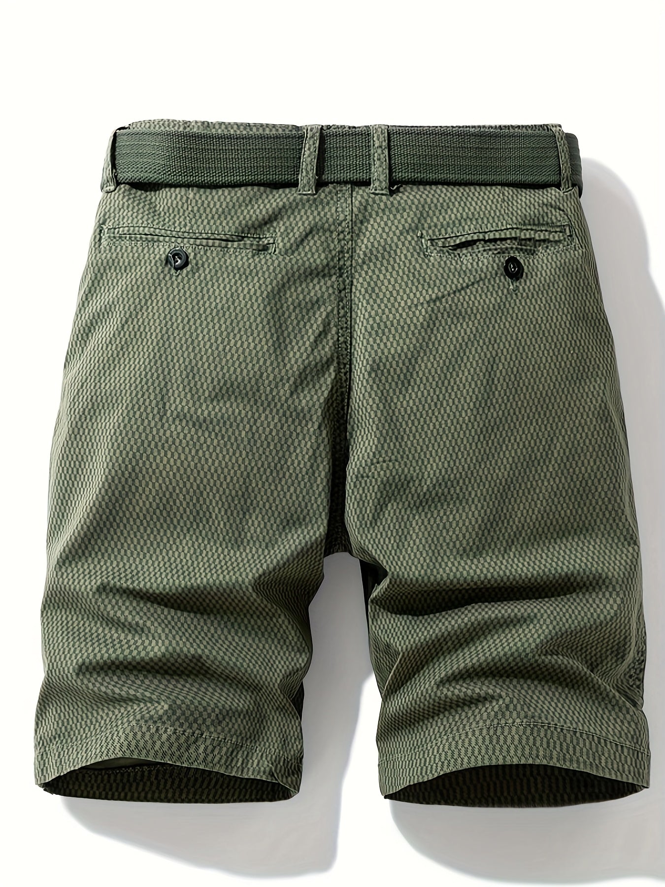 Men'S Casual Cargo Shorts with Striped Design, Elastic Waistband & Multiple Pockets - Beige/Black Regular Fit for Outdoor, Sports & Casual Attire (Belt Not Included), Outdoor Apparel, Functional Pockets, Nonelastic Fabric