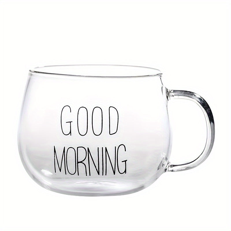 1pc, Good Morning Breakfast Milk Oatmeal Cup, High Borosilicate Glass Mug, Large Capacity Glass Cup, 400ml/13.6oz