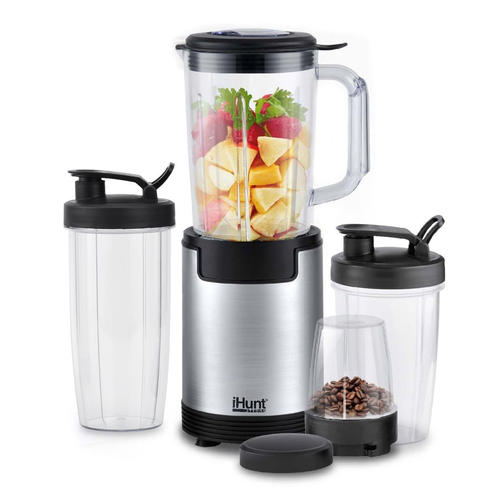 Multi Blender iHunt Bro 4-in-1, 900W, 18000 RPM, 1L, 6 Blades, Grinding, Smoothie Maker, Ice Crushing, 7 Accessories Included