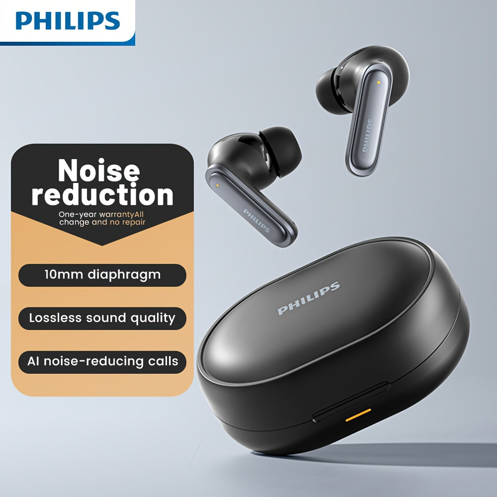 2025 for philips Wireless Noise Cancelling Headphones with 400mAh Battery, Double-Click Left Ear to Switch Mode, Lightweight & Portable, USB-C Charging, Condenser Microphone, Semi-Open Back Design, Ideal Gift for Gamers & Mus