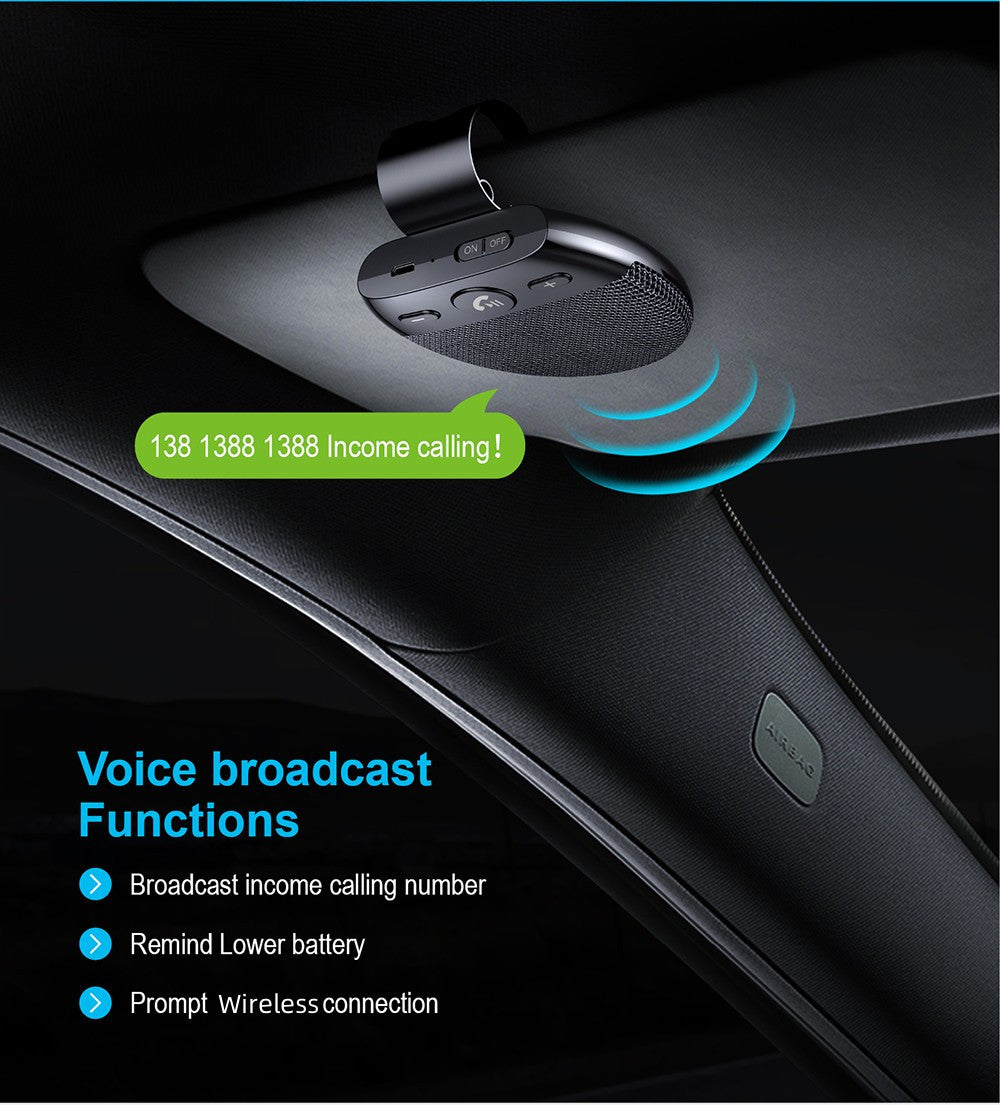 Wireless Vehicle Car V5.0 Speakers Handsfree Car Kit Hands-free Speakerphone Hands Free Sun Visor Music Player With Mic