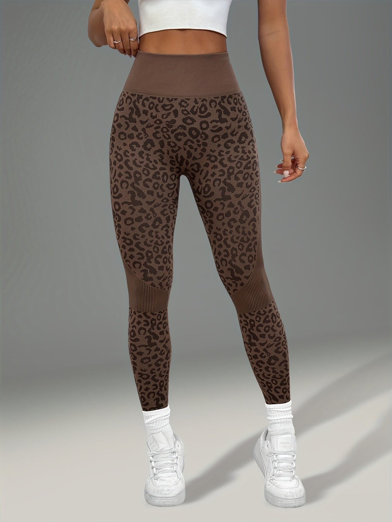 Women'S Leopard Print Yoga Pants - Non-Slip Workout Leggings with Elastic Waistband, Stretchy & Breathable Gym Pants for Yoga, Running, Casual Attire - All-Season Fitness Leggings in Pink & Leopard Print - Non-Slip Grip Activ