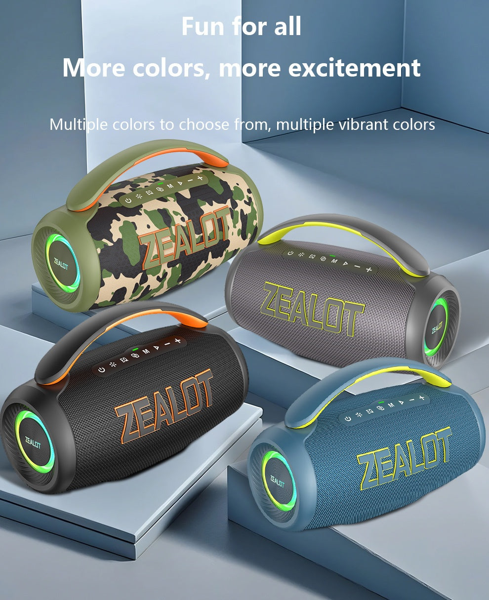 ZEALOT 60W Subwoofer Speaker, Wireless Speaker with Handle, 8000mAh Battery, Easy to Carry, RGB Lights, EQ Mode, TWS Pairing, Booming Bass. IPX5 High Quality, Great for Parties And Gatherings. for Home, Car, Camping-ZEALOT P1
