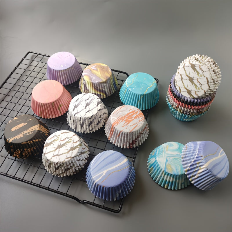 100pcs, Disposable Muffin Cups, Colorful Pattern Cupcake Cups, Greaseproof Paper Cupcake Liners, Muffin Molds, Baking Tools, Kitchen Gadgets, Kitchen Accessories