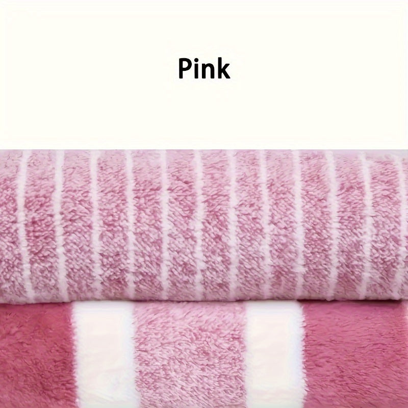 8pcs Striped Coral Velvet Towels Set, Household Hand Towels, Bath Towels, Soft Absorbent Quick-Drying Towels, Bathroom Accessories, Holiday Gifts (Bath Towel*2 + Hand Towel*2 + Washcloth*4)