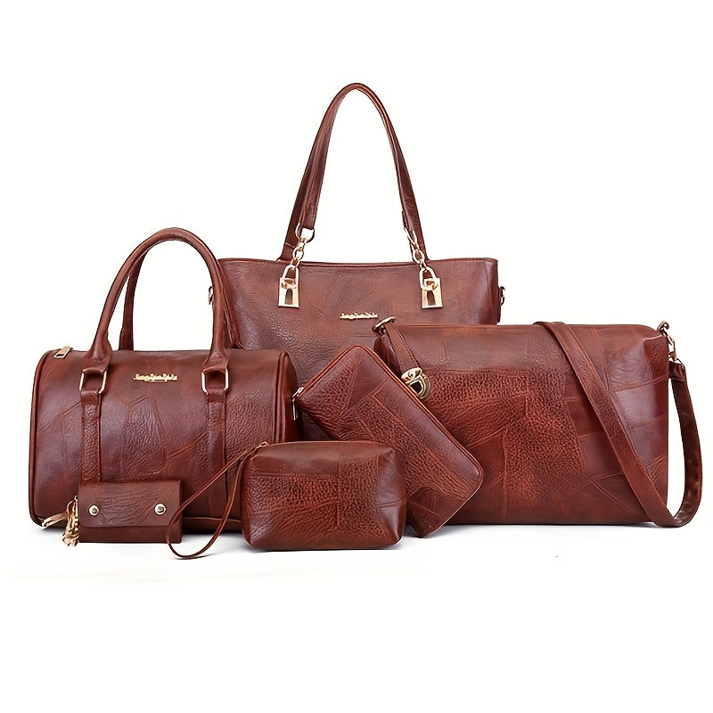 Women's Bags Six-piece Pu Cross-over Bag Single Shoulder Bag Handbag Big Bag