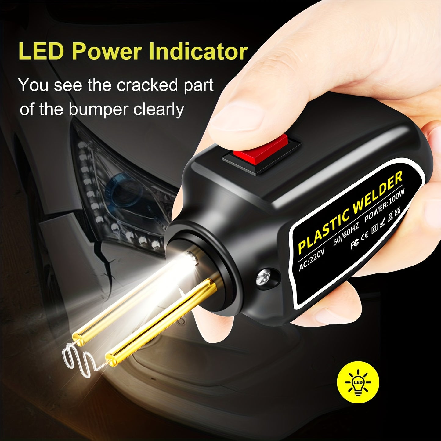 Hot Stapler Mini Plastic Welding Machine Plastic Repair Welder Kit, Car Bumper Repair Kit With 400Pcs/800Pcs Flat/Wave/Outside Inside Corner Hot Staples For Repairing Crack Broken Plastic 220V EU PLUG