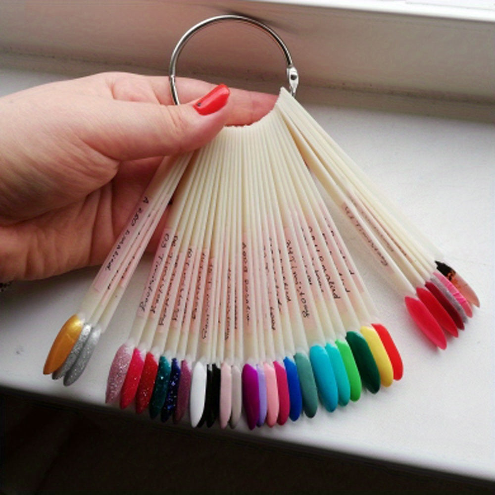 50Pcs Nail Display Tips Clear Nail Swatches Tips For Display Nail Samples Gel Polish Palette Color Chart Manicure Practicing Tools